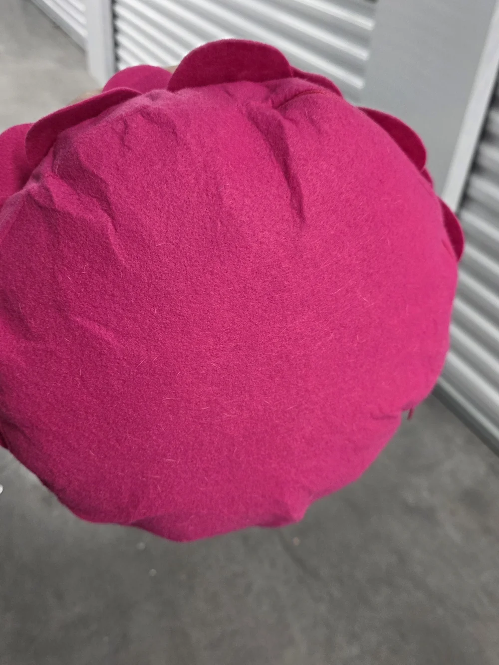 Felt Flower Accent Pillow - Vibrant Hot Pink